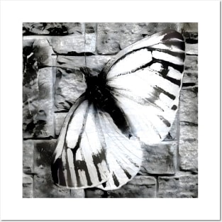 Butterfly Black and White Spray Paint Wall Posters and Art